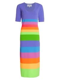 Shop Christopher John Rogers Striped Colorblock Midi-Dress at Saks Fifth Avenue