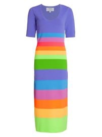 Shop Christopher John Rogers Striped Colorblock Midi-Dress at Saks Fifth Avenue