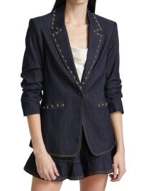 Shop Cinq  Sept Khloe Studded Denim Blazer at Saks Fifth Avenue