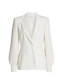 Shop Cinq  Sept Melina Rib-Knit Sleeve Blazer at Saks Fifth Avenue