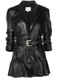 Shop Cinq A Sept belted leather blazer with Express Delivery - at Farfetch