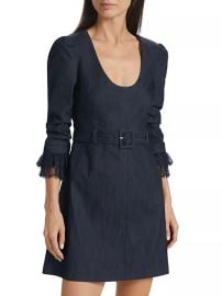 Shop Cinq Sept Allegra Lace-Trimmed Denim Minidress at Saks Fifth Avenue