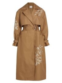 Shop Cinq Sept Astrid Floral Embroidered Trench Coat at Saks Fifth Avenue