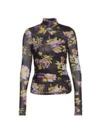 Shop Cinq Sept Bridgette Floral Mesh Turtleneck Top at Saks Fifth Avenue