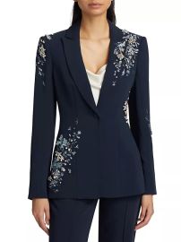 Shop Cinq Sept Coastal Floral Embroidered Cheyenne Blazer Saks Fifth Avenue at Saks Fifth Avenue