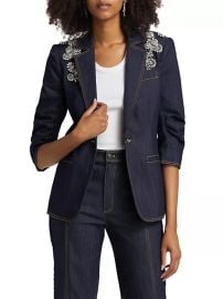 Shop Cinq Sept Crystal Chrysanthemum Khloe Blazer at Saks Fifth Avenue