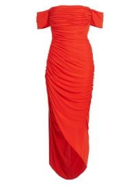 Shop Cinq Sept Delaney Off-the-Shoulder Ruched Midi-Dress at Saks Fifth Avenue