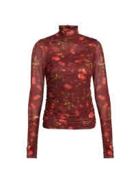 Shop Cinq Sept Falling Poppies Mesh Turtleneck Top at Saks Fifth Avenue