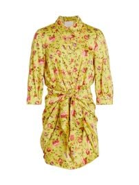 Shop Cinq Sept Gaby Floral Twill Tie-Waist Minidress at Saks Fifth Avenue