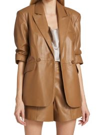 Shop Cinq Sept Heidi Leather Short-Sleeve Blazer at Saks Fifth Avenue