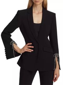 Shop Cinq Sept Holiday Cheyenne Crystal Bow Blazer at Saks Fifth Avenue