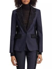 Shop Cinq Sept Laney Lace Appliqu Denim Jacket at Saks Fifth Avenue