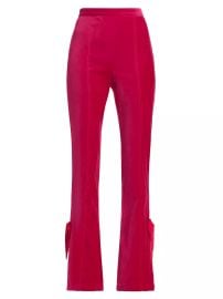 Shop Cinq Sept Long Lou Bow-Detailed High-Rise Velvet Pants at Saks Fifth Avenue