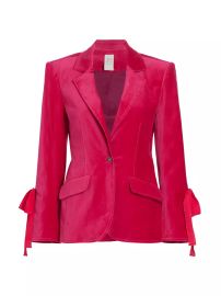 Shop Cinq Sept Lou Bow-Detailed Velvet Blazer at Saks Fifth Avenue