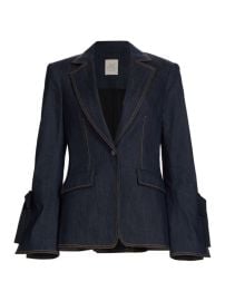 Shop Cinq Sept Lou Stretch Denim Bow Blazer Saks Fifth Avenue at Saks Fifth Avenue