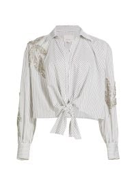 Shop Cinq Sept Marianna Crystal-Embellished Poplin Crop Blouse at Saks Fifth Avenue