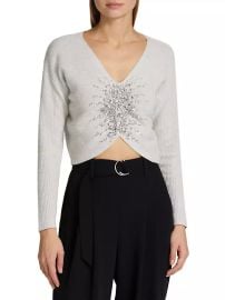 Shop Cinq Sept Pilar Embellished Rib-Knit Crop Sweater at Saks Fifth Avenue