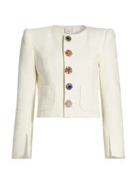 Shop Cinq Sept Randi Tweed Rhinestone-Button Jacket at Saks Fifth Avenue