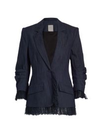 Shop Cinq Sept Roxie Denim amp Lace Blazer at Saks Fifth Avenue