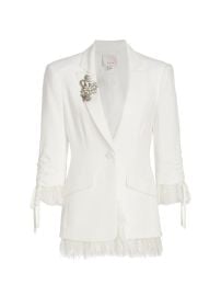 Shop Cinq Sept Roxie Lace-Trim Brooch Blazer at Saks Fifth Avenue