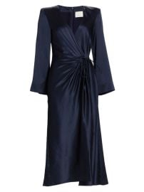 Shop Cinq Sept Serena Gathered Satin Wrap Dress at Saks Fifth Avenue