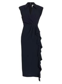 Shop Cinq Sept Tori Ruffled Crepe Wrap-Effect Midi-Dress at Saks Fifth Avenue