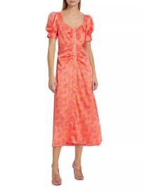 Shop Cinq Sept Ximena Summer Waves Satin Midi-Dress at Saks Fifth Avenue