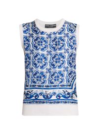 Shop DOLCEGABBANA Blu Mediterraneo Sleeveless Painterly Top at Saks Fifth Avenue