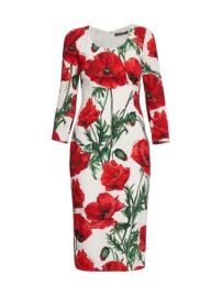 Shop DOLCEGABBANA Knee-Length Poppy-Print Dress at Saks Fifth Avenue