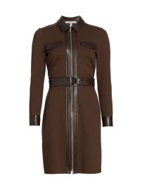 Shop Derek Lam 10 Crosby Jayda Vegan Leather-Trim Shirtdress at Saks Fifth Avenue