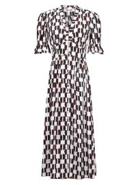 Shop Diane von Furstenberg Erica Geometric Cotton-Blend Midi-Shirtdress at Saks Fifth Avenue