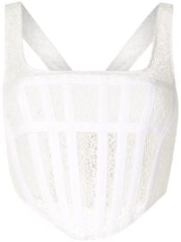 Shop Dion Lee mesh panelled corset crop top with Express Delivery - at Farfetch