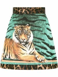 Shop Dolce amp Gabbana animal-print A-line skirt with Express Delivery - at Farfetch