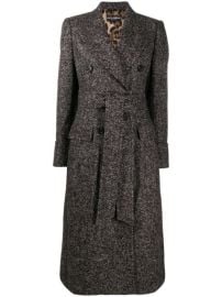 Shop Dolce amp Gabbana belted micro tweed double-breasted coat with Express Delivery - at Farfetch