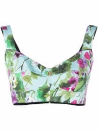 Shop Dolce amp Gabbana bluebell-print poplin corset top with Express Delivery - at Farfetch