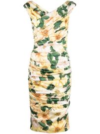 Shop Dolce amp Gabbana camellia-print draped satin dress with Express Delivery - at Farfetch