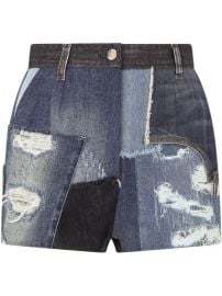 Shop Dolce amp Gabbana distressed patchwork denim shorts with Express Delivery - at Farfetch