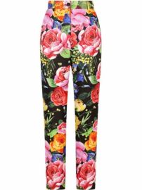 Shop Dolce amp Gabbana floral-print high-waisted trousers with Express Delivery - at Farfetch