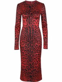 Shop Dolce amp Gabbana leopard-print mid-length dress with Express Delivery - at Farfetch