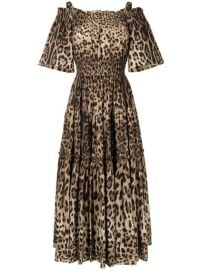 Shop Dolce amp Gabbana leopard-print midi dress with Express Delivery - at Farfetch