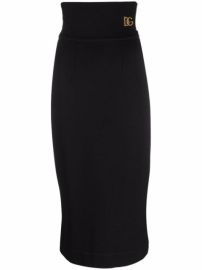 Shop Dolce amp Gabbana logo-plaque pencil skirt with Express Delivery - at Farfetch