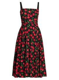 Shop DolceGabbana Cherry Print Charmeuse Midi Dress at Saks Fifth Avenue