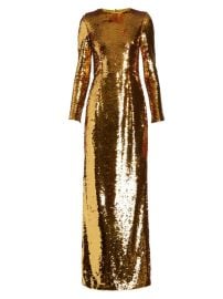 Shop DolceGabbana Sequined Long-Sleeve Gown Saks Fifth Avenue at Saks Fifth Avenue