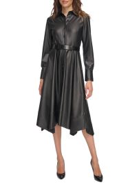 Shop Donna Karan New York Vintage Glam Faux-Leather Midi-Shirtdress at Saks Fifth Avenue