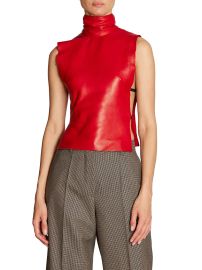 Shop Dries Van Noten Larma Leather Turtleneck Top at Saks Fifth Avenue