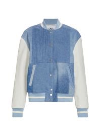 Shop EB Denim Denim amp Leather Varsity Jacket at Saks Fifth Avenue