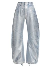 Shop EB Denim Frederic Foil High-Rise Seamed Bow-Leg Jeans at Saks Fifth Avenue