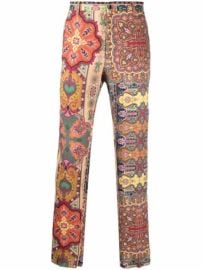 Shop ETRO paisley print linen trousers with Express Delivery - at Farfetch