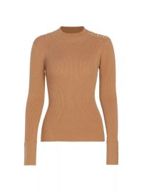 Shop Elie Tahari Naya Button-Detailed Rib-Knit Sweater at Saks Fifth Avenue