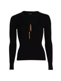 Shop Elie Tahari Rib-Knit Self-Tie Tassel Sweater at Saks Fifth Avenue